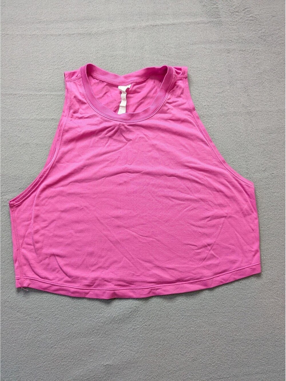Fabletics Tank Top Womens S Pink Cropped Crew Neck Sleeveless Yoga Gym Workout